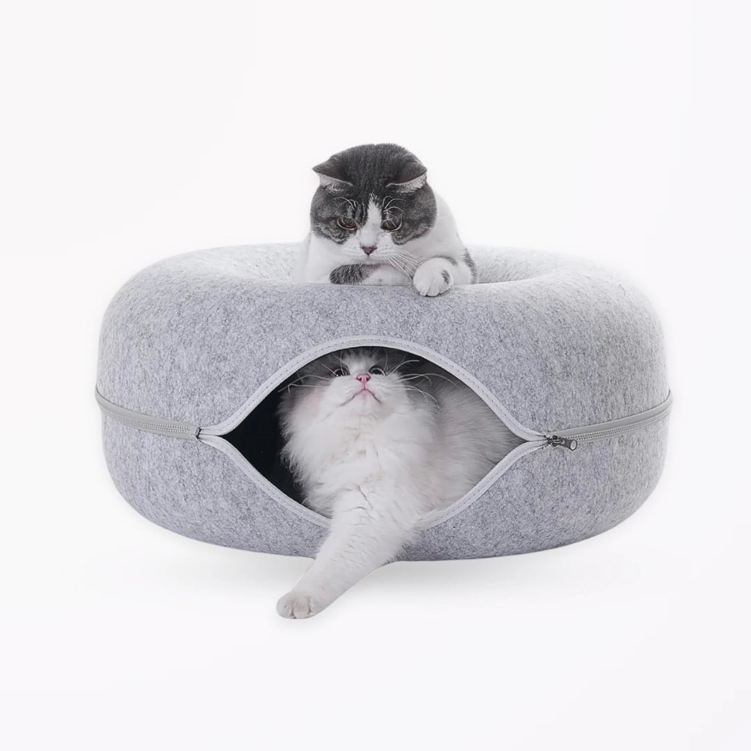 もふもふ幸せ® 猫ちゃん夢中！ドーナツ型2WAYトンネルベッド
