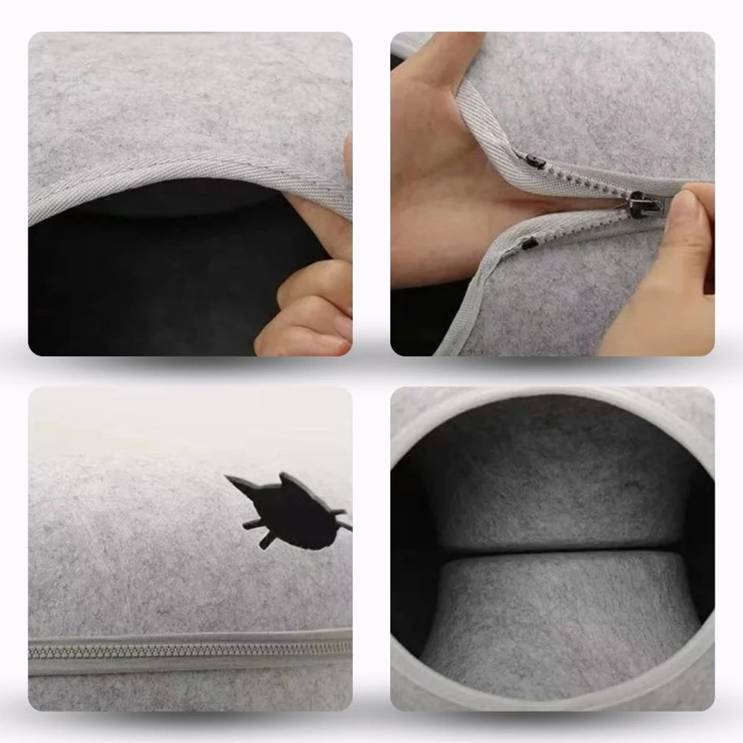 もふもふ幸せ® 猫ちゃん夢中！ドーナツ型2WAYトンネルベッド