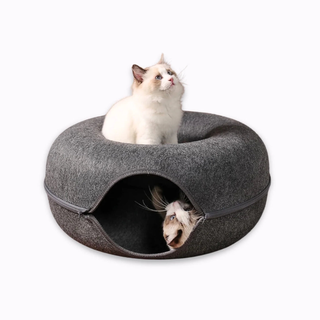もふもふ幸せ® 猫ちゃん夢中！ドーナツ型2WAYトンネルベッド
