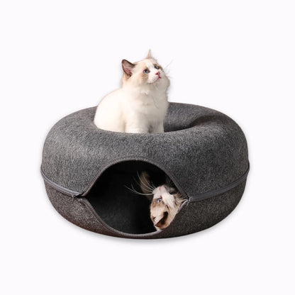 もふもふ幸せ® 猫ちゃん夢中！ドーナツ型2WAYトンネルベッド