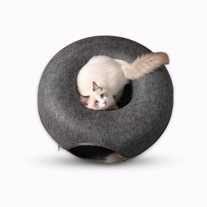 もふもふ幸せ® 猫ちゃん夢中！ドーナツ型2WAYトンネルベッド