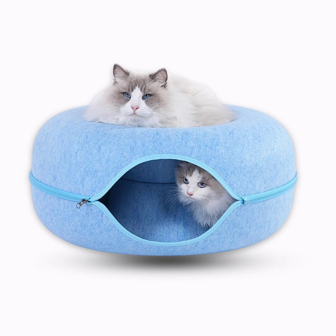 もふもふ幸せ® 猫ちゃん夢中！ドーナツ型2WAYトンネルベッド