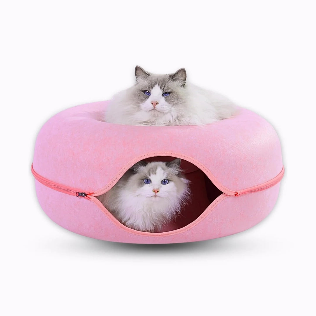 もふもふ幸せ® 猫ちゃん夢中！ドーナツ型2WAYトンネルベッド