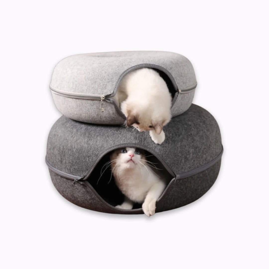 もふもふ幸せ® 猫ちゃん夢中！ドーナツ型2WAYトンネルベッド