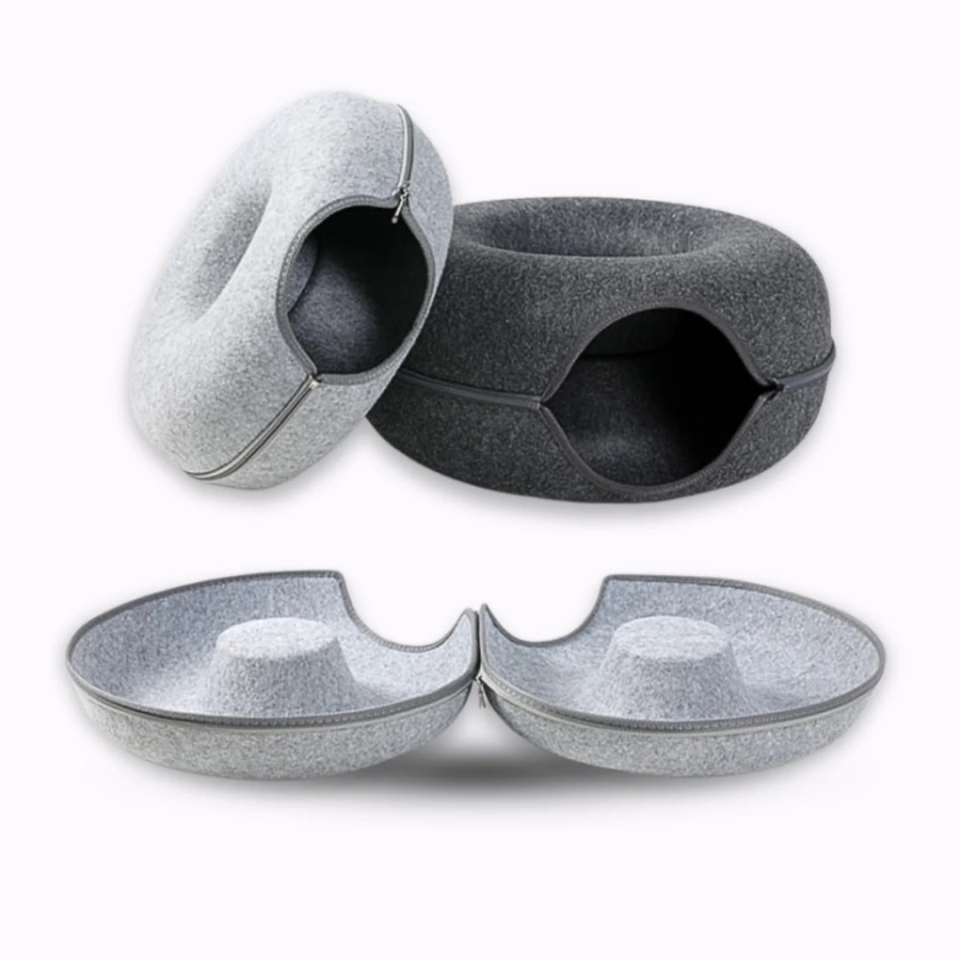 もふもふ幸せ® 猫ちゃん夢中！ドーナツ型2WAYトンネルベッド