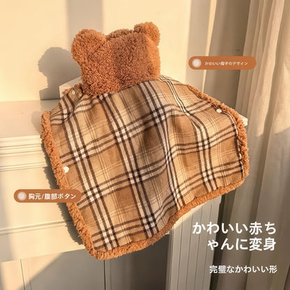 犬 ポンチョ 防寒 メイラードカーキ 冬用ドッグウェア 胸元ボタン詳細