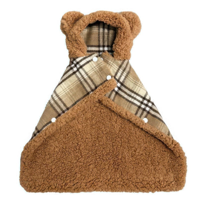 おしゃれな犬服 置き画 チェック柄 くま耳マント インテリア
