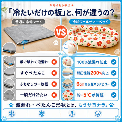 【約-5℃ ひんやり】冷却ジェルマット ペット 夏用 サマーベッド ─ 電源不要で、うちの子に「涼しい特等席」を。猫・小型犬用 ネックピロー付き