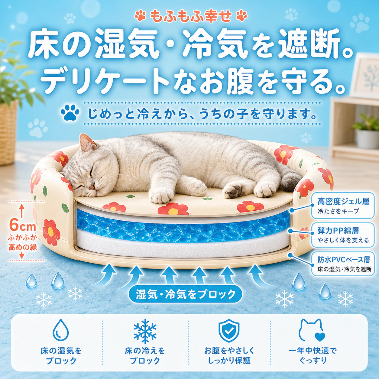 【約-5℃ ひんやり】冷却ジェルマット ペット 夏用 サマーベッド ─ 電源不要で、うちの子に「涼しい特等席」を。猫・小型犬用 ネックピロー付き