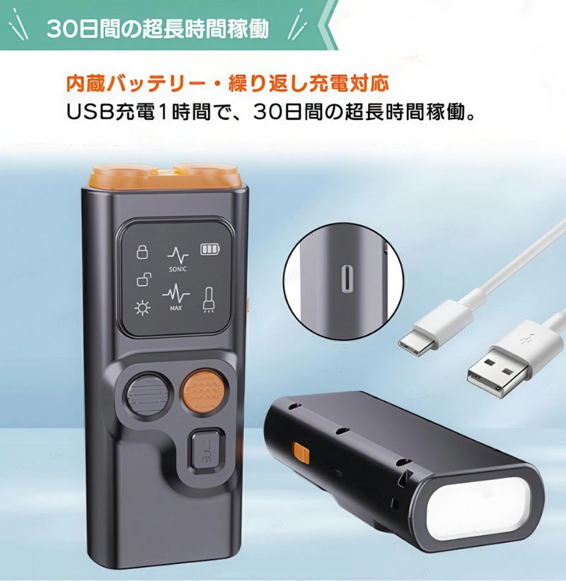 USB充電式犬用しつけグッズ 大容量バッテリー 1時間の充電で30日間使用可能 長持ち設計