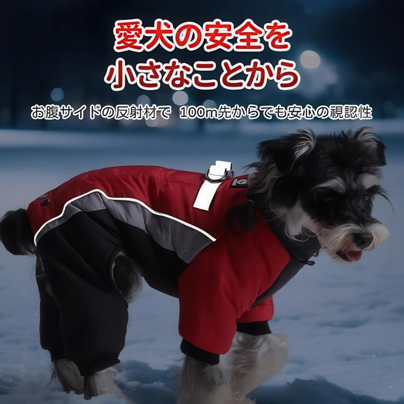 ドッグウェア 反射材 夜間散歩 安全対策 赤いジャケット着用