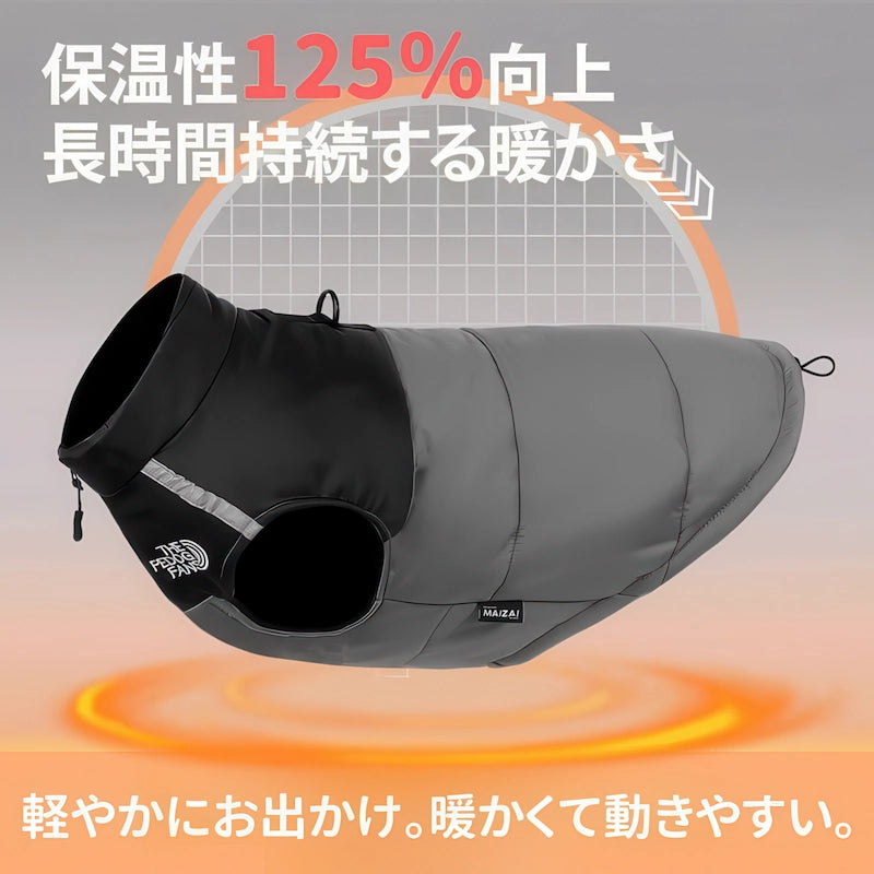 保温性125%向上 暖かい犬用ベスト 裏地詳細と機能性説明