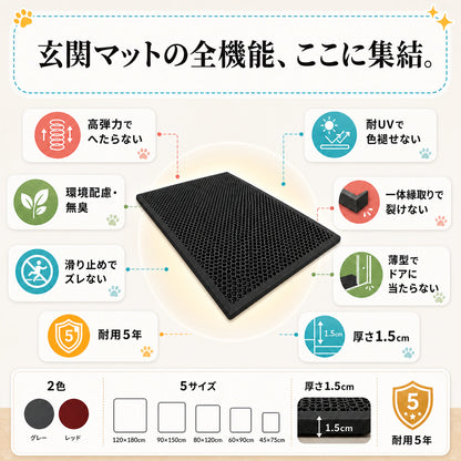 泥落とし玄関マット「3秒どろキャッチ」── 散歩あとの足も、梅雨の泥も、玄関でぜんぶ止める。