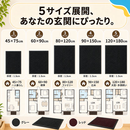 泥落とし玄関マット「3秒どろキャッチ」── 散歩あとの足も、梅雨の泥も、玄関でぜんぶ止める。