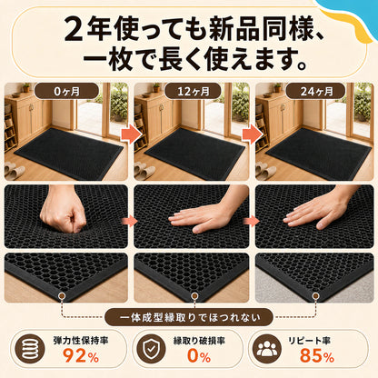 泥落とし玄関マット「3秒どろキャッチ」── 散歩あとの足も、梅雨の泥も、玄関でぜんぶ止める。