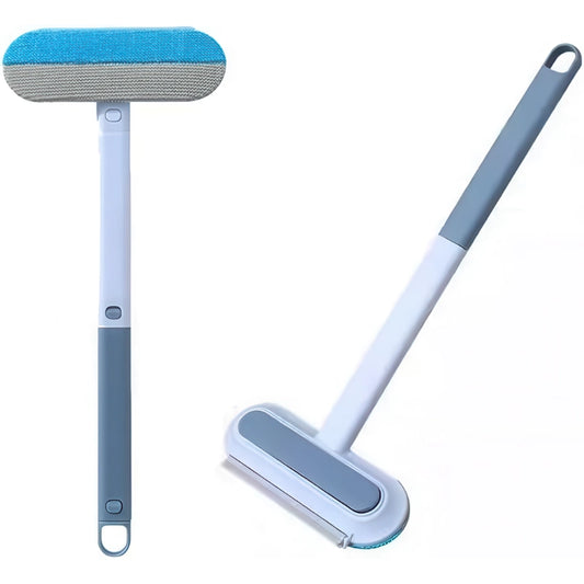 ペット 抜け毛取り ブラシ ブルーグレー 伸縮ハンドル付き T字型