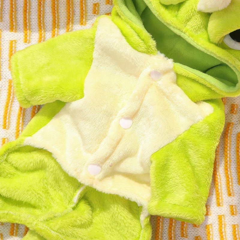 犬服 恐竜 前ボタン スナップボタン 詳細 フリース素材 縫製