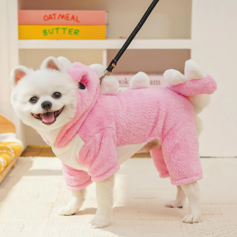 犬服 恐竜 ピンク ハーネス不要 Dカン付き ドッグウェア 着用