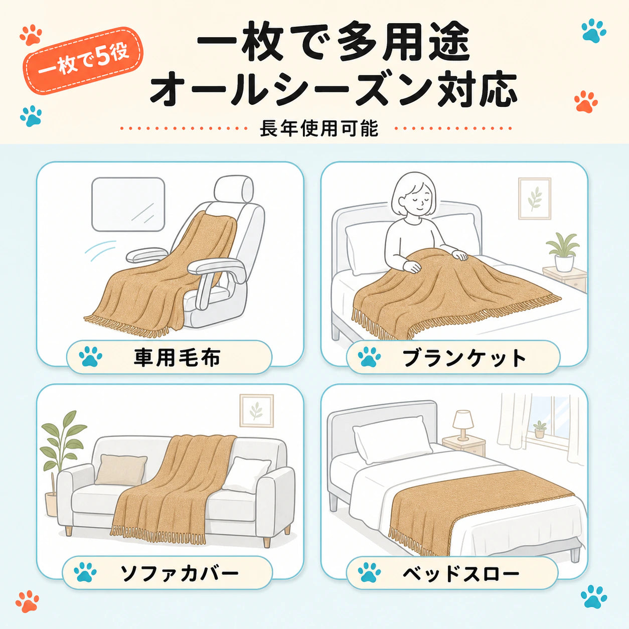 ペット ソファカバー｜かけるだけで、ソファは"無傷"。爪も毛も汚れもガード、丸洗いOKのシェニール マルチカバー